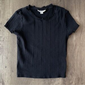 Black Ribbed Crop Top